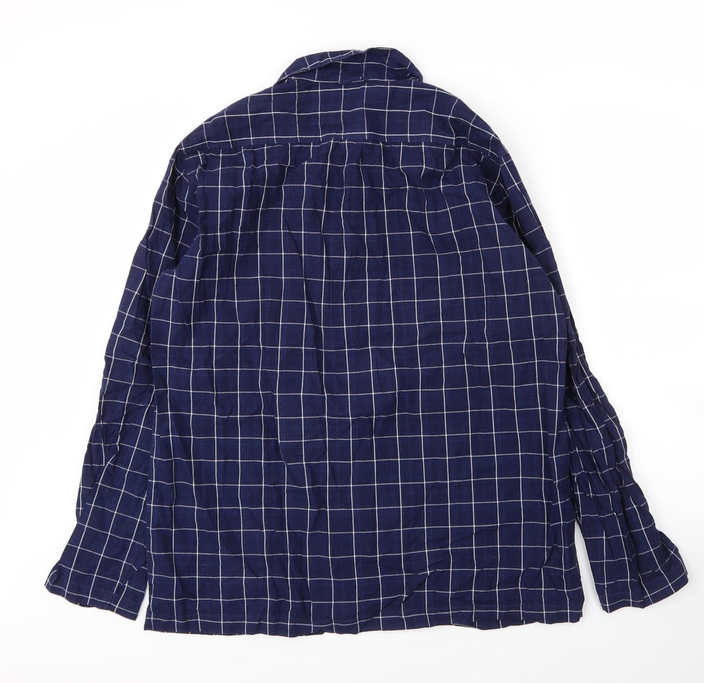 H&M Mens Blue Check Cotton  Button-Up Size M Collared Button