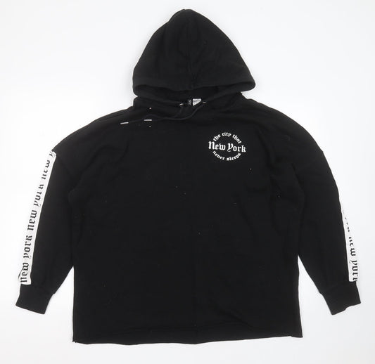 Divided by H&M Womens Black  Cotton Pullover Hoodie Size M   - new york