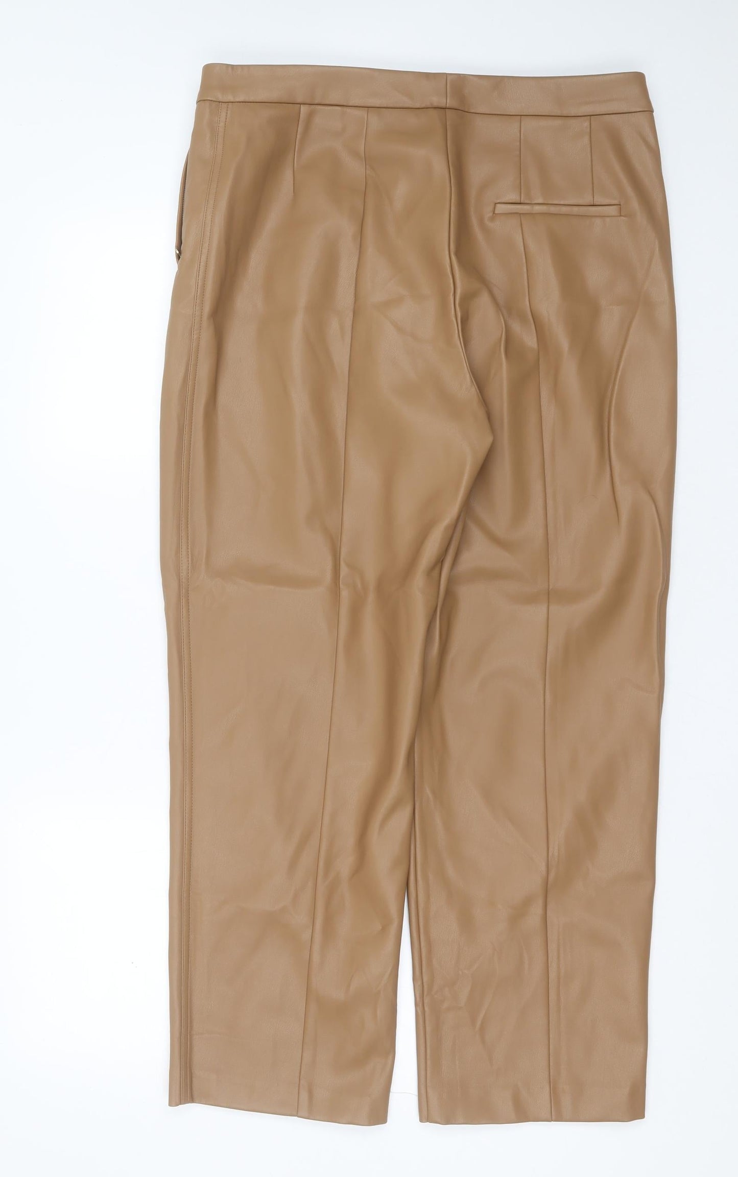 Marks and Spencer Womens Brown  Polyurethane Trousers  Size 16 L27 in Regular