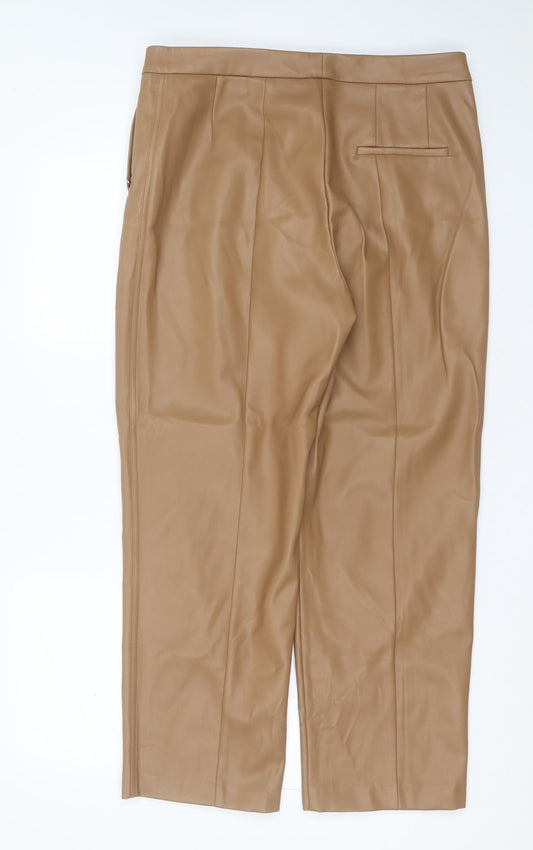 Marks and Spencer Womens Brown  Polyurethane Trousers  Size 16 L27 in Regular