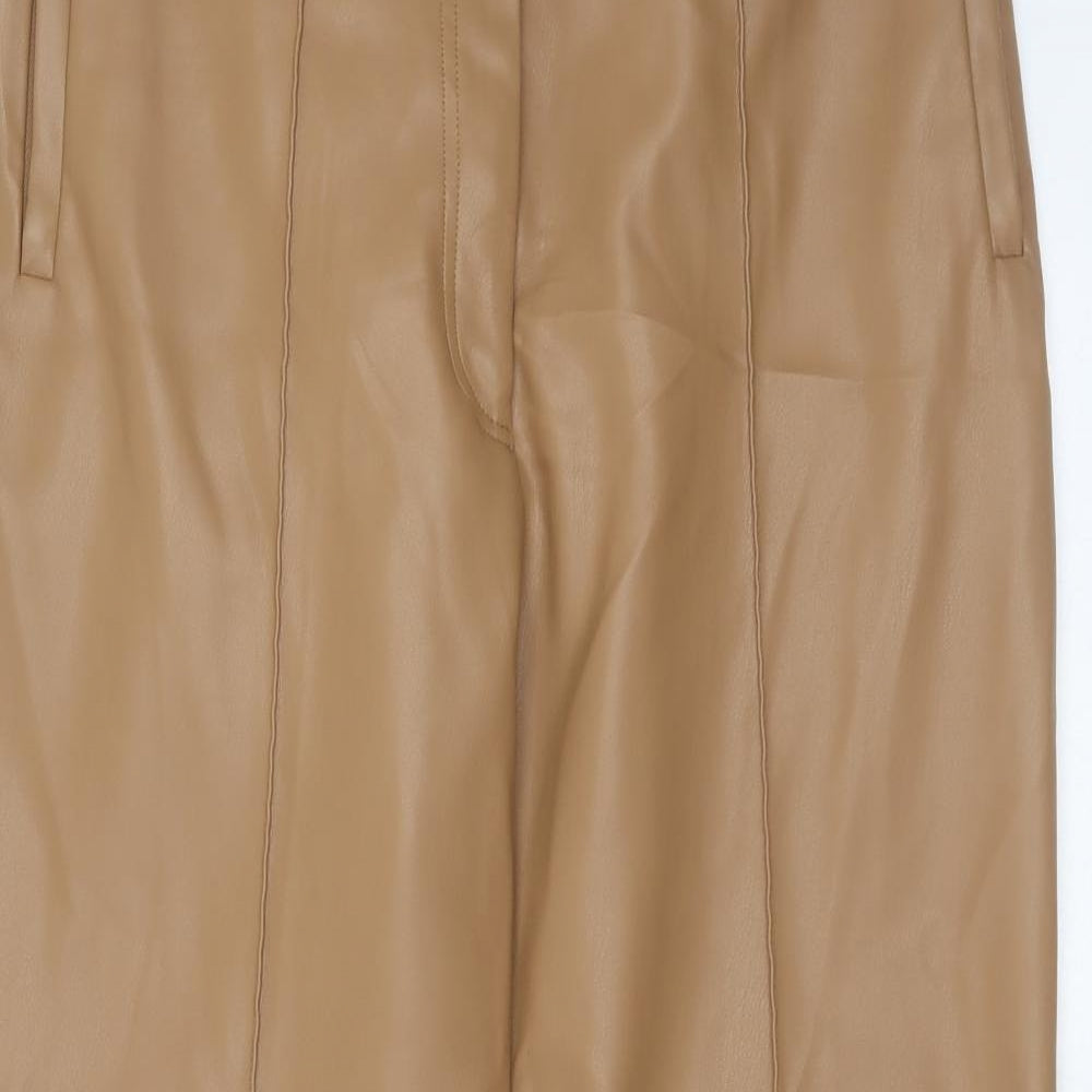 Marks and Spencer Womens Brown  Polyurethane Trousers  Size 16 L27 in Regular