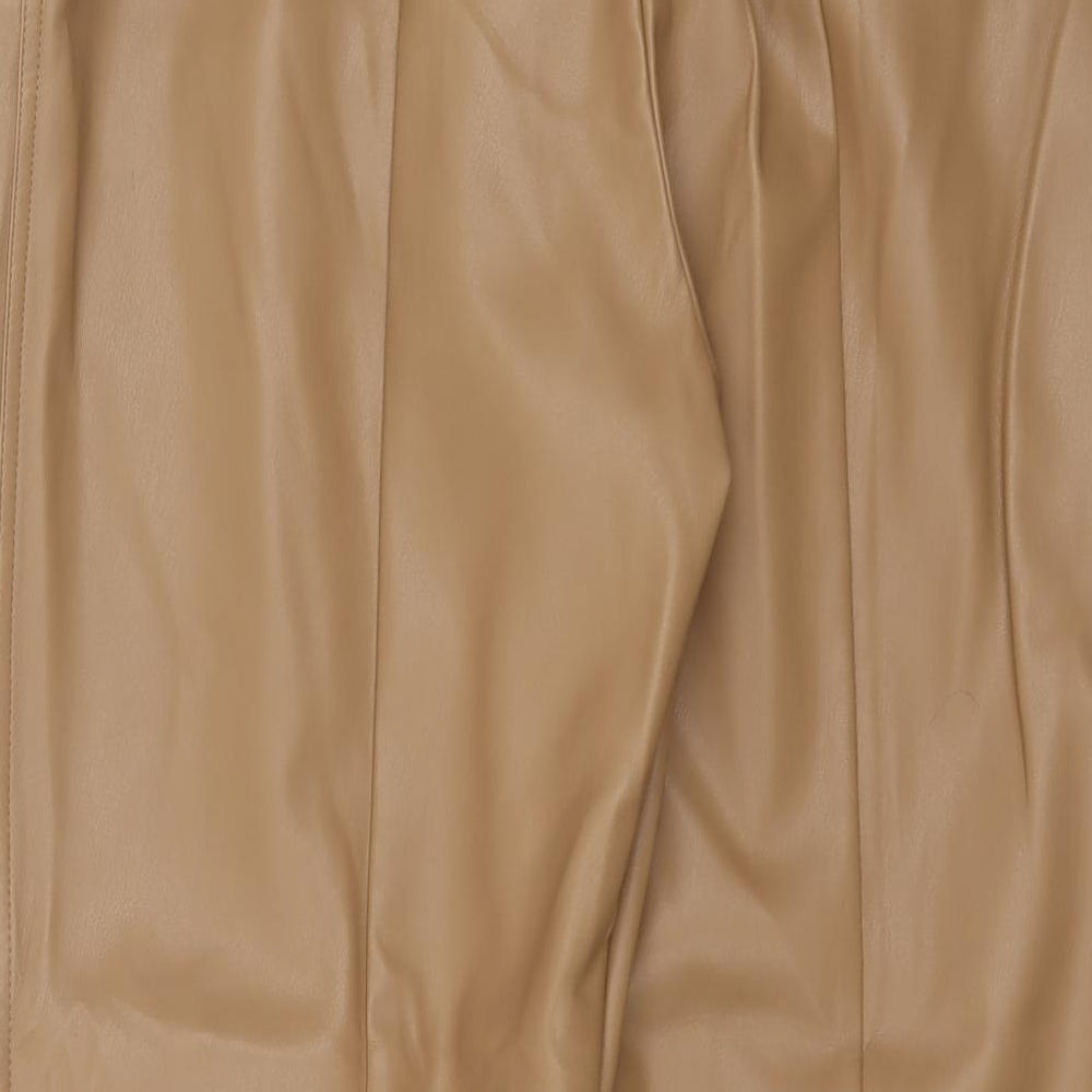 Marks and Spencer Womens Brown  Polyurethane Trousers  Size 16 L27 in Regular
