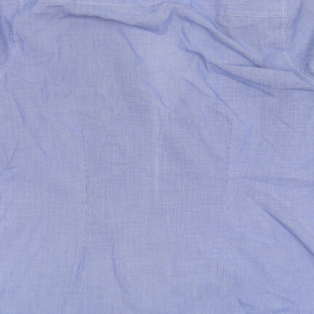NEXT Mens Blue Check Polyester  Button-Up Size 17 Collared