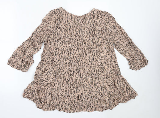 Joanna Hope Womens Beige  Viscose Basic Blouse Size 12 V-Neck