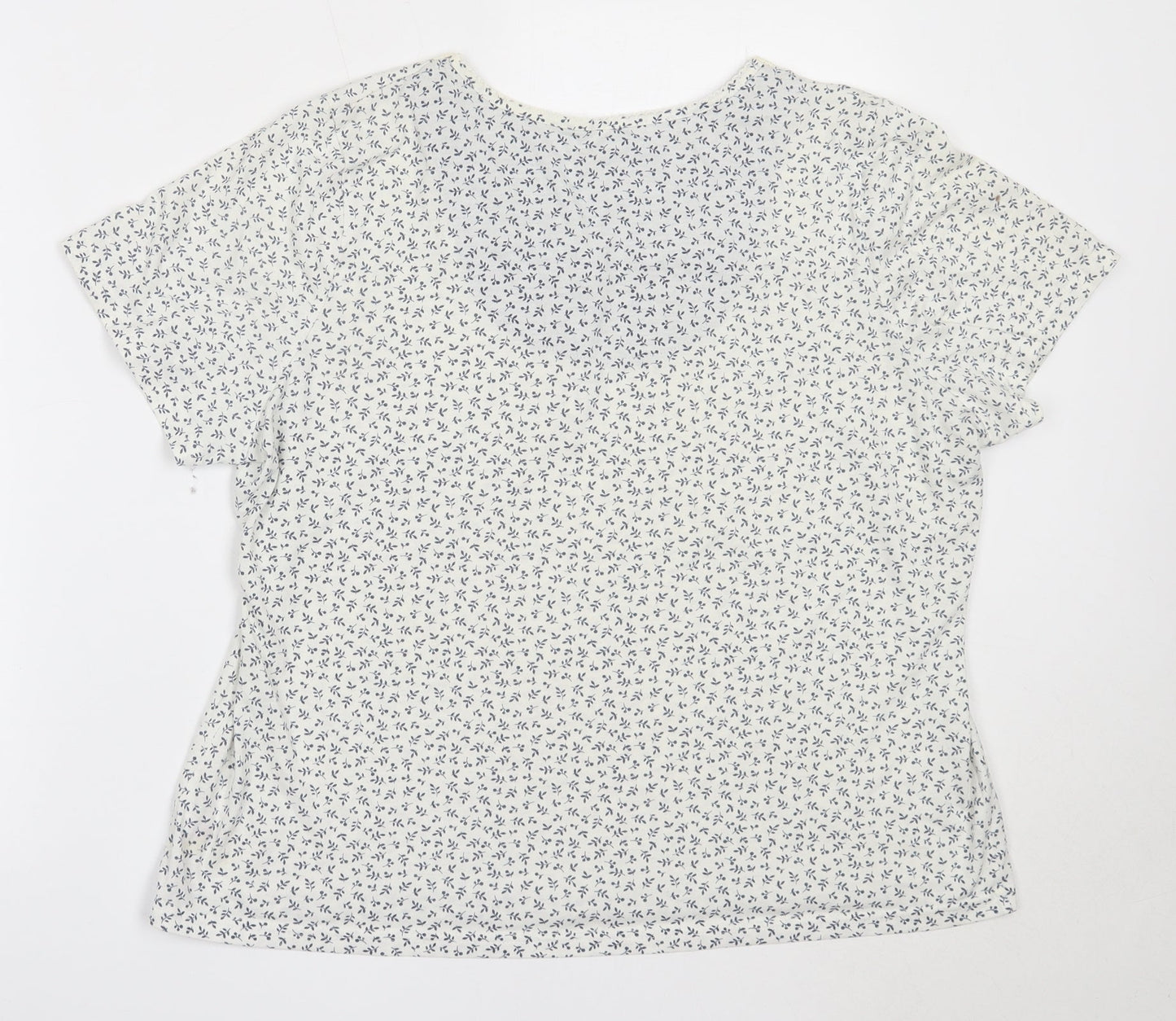 BM Womens White Floral Polyester Top Pyjama Top Size 16