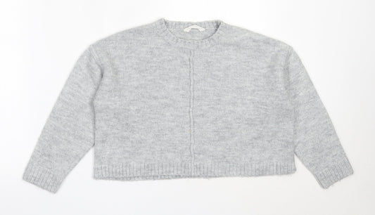 Matalan Girls Grey Round Neck  Acrylic Pullover Jumper Size 10 Years
