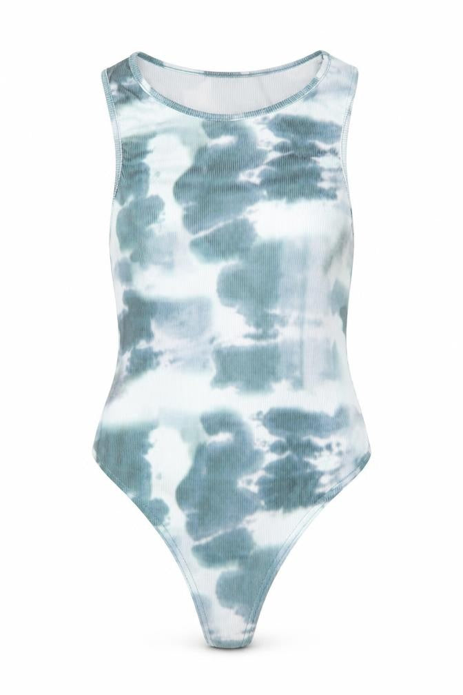 PRETTYLITTLETHING Womens Green Batik Polyester Bodysuit One-Piece Size 8  Snap