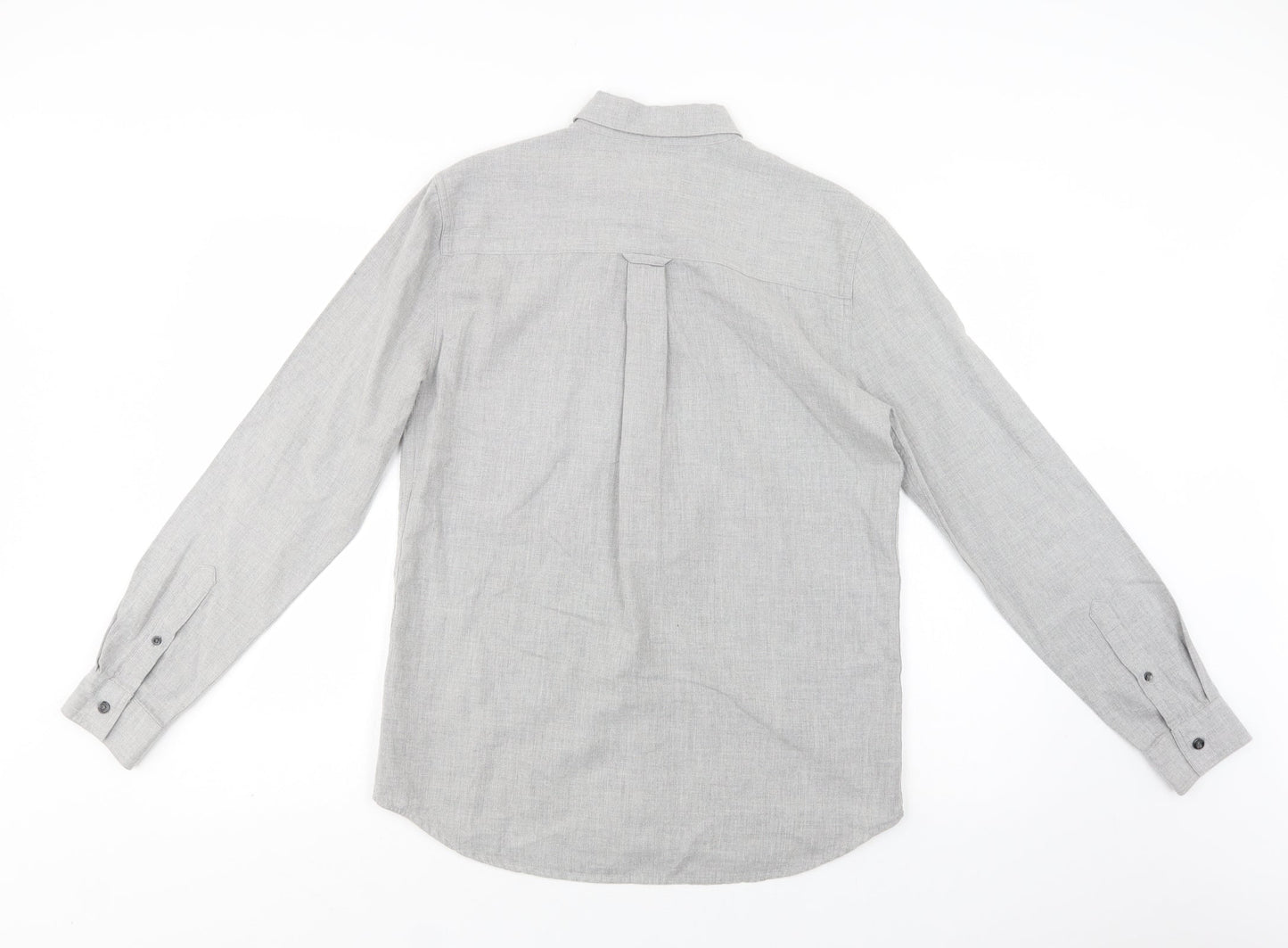 Topman Mens Grey  Cotton  Button-Up Size S Collared Button