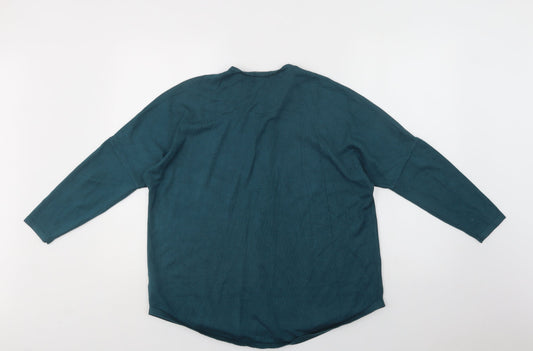 Apricot Womens Green V-Neck  Viscose Pullover Jumper Size 12