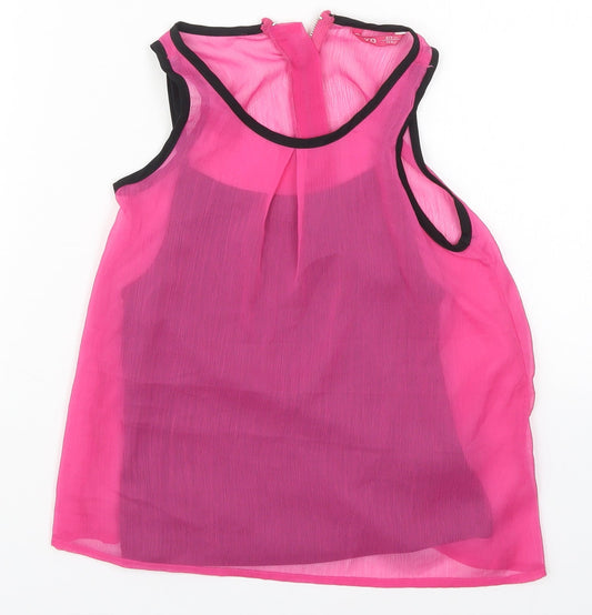 Young Dimension Girls Pink  Polyester Basic Tank Size 8-9 Years Round Neck Zip