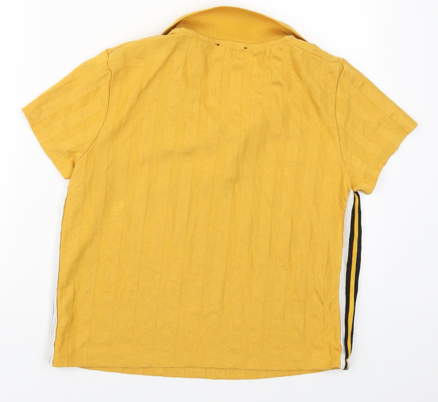 Bershka Womens Yellow  Cotton Basic Polo Size L Collared