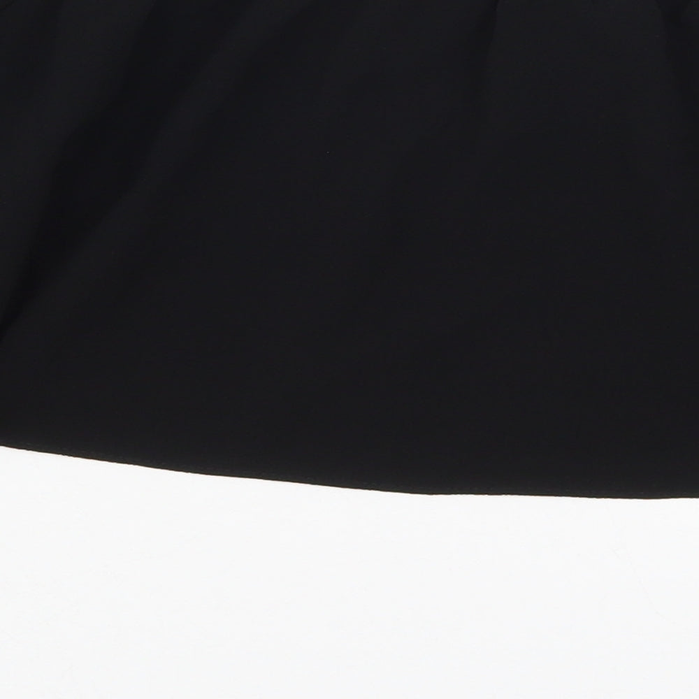 Missguided Womens Black  Polyester Cropped Blouse Size 8 Round Neck
