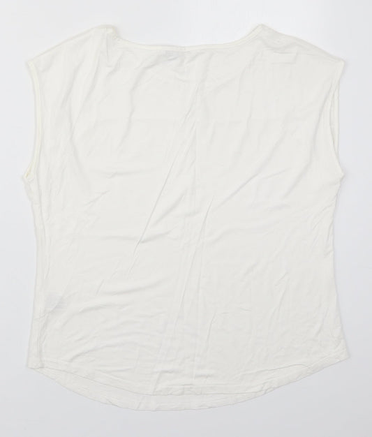 Roman Womens White  Viscose Basic T-Shirt Size 14 Round Neck
