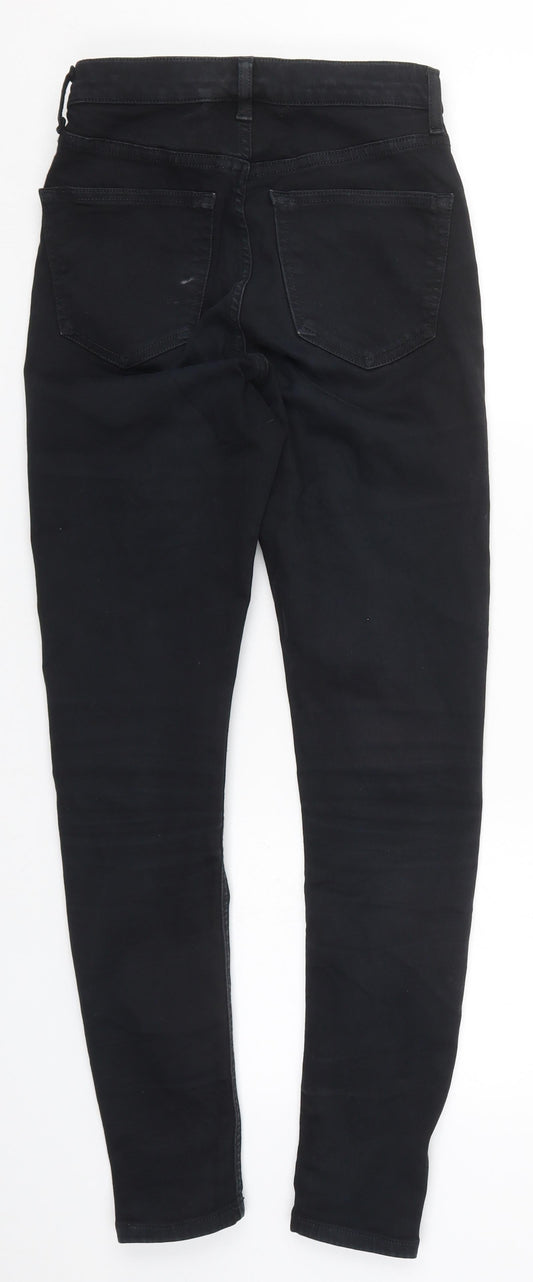 Topshop Womens Black  Cotton Skinny Jeans Size 26 in L27 in Regular Button