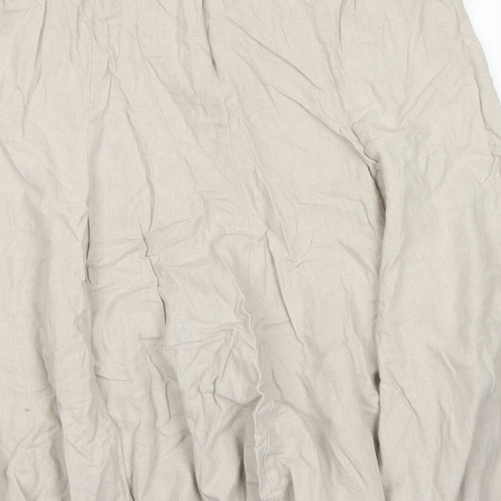 Damart Womens Brown  Linen Flare Skirt Size 16   Zip