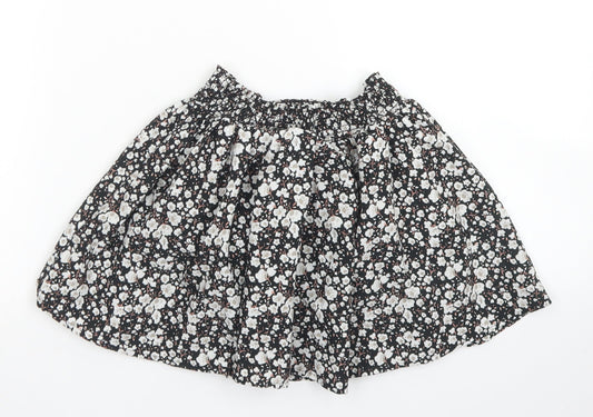 NEXT Girls Black Floral Polyester Flare Skirt Size 4 Years  Regular