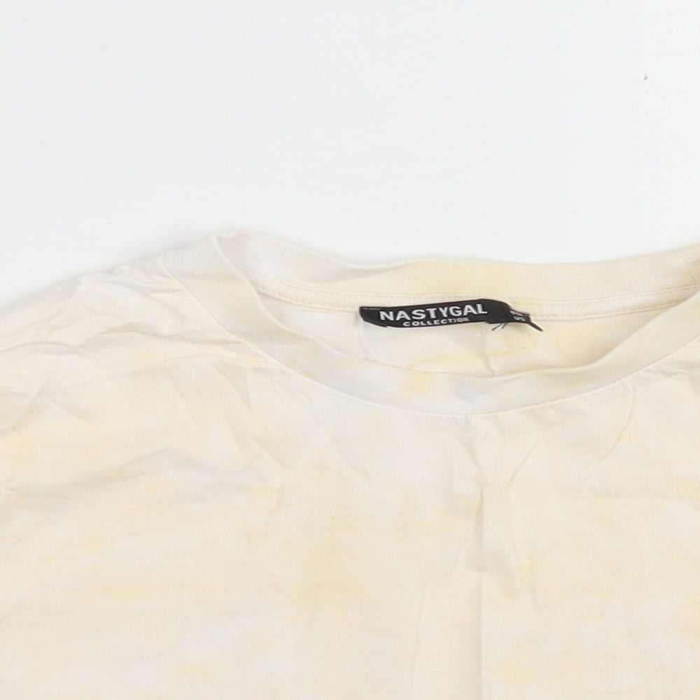 Nasty Gal Womens Yellow  Cotton Cropped T-Shirt Size 8 Crew Neck