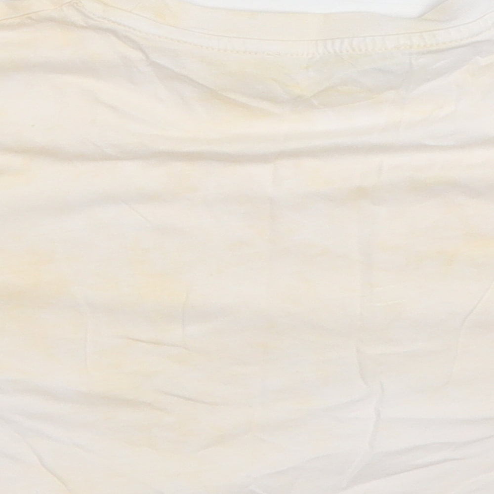 Nasty Gal Womens Yellow  Cotton Cropped T-Shirt Size 8 Crew Neck