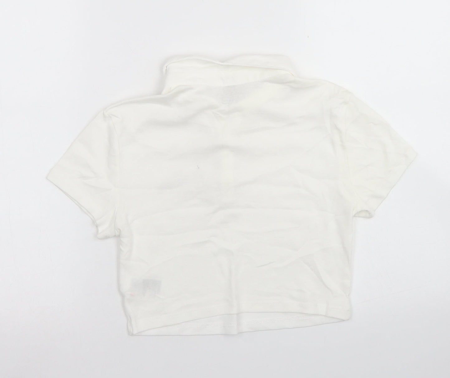 Divided Womens White  Cotton Cropped Polo Size S Collared - Sex Education
