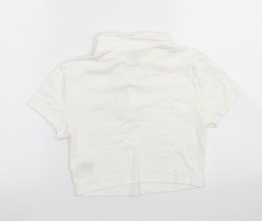 Divided Womens White  Cotton Cropped Polo Size S Collared - Sex Education