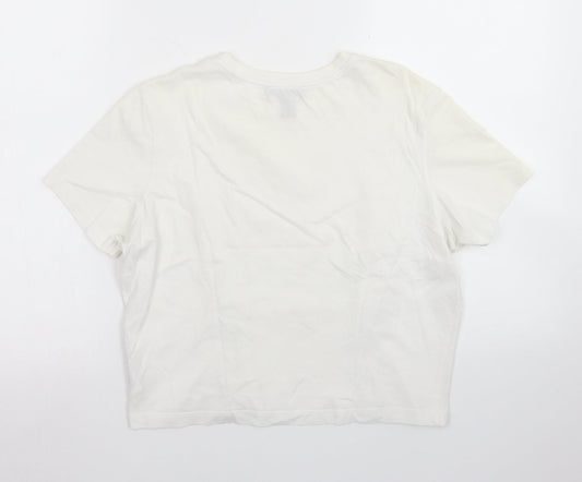 915 Generation Girls White  Cotton Basic T-Shirt Size 14-15 Years Crew Neck  - Lace up front