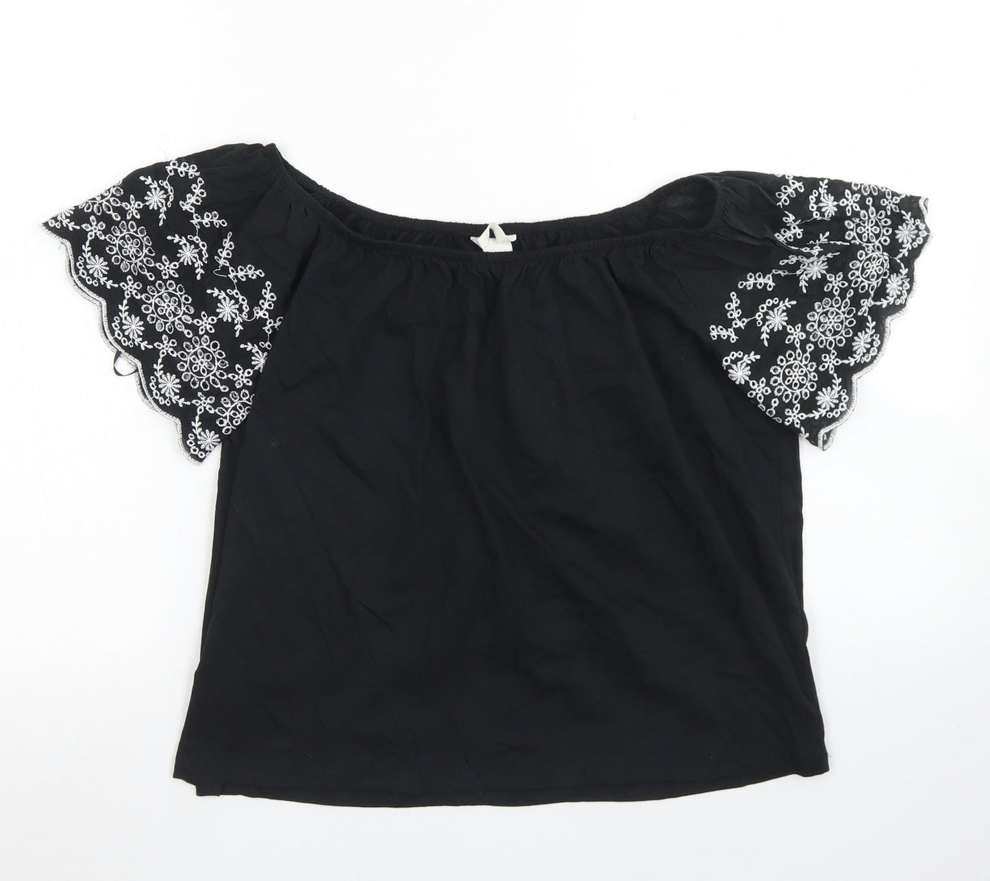 H&M Womens Black  Cotton Basic T-Shirt Size XS Boat Neck