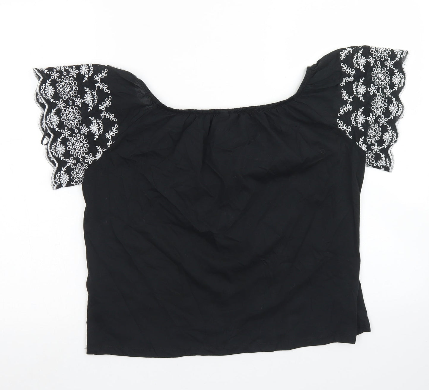 H&M Womens Black  Cotton Basic T-Shirt Size XS Boat Neck