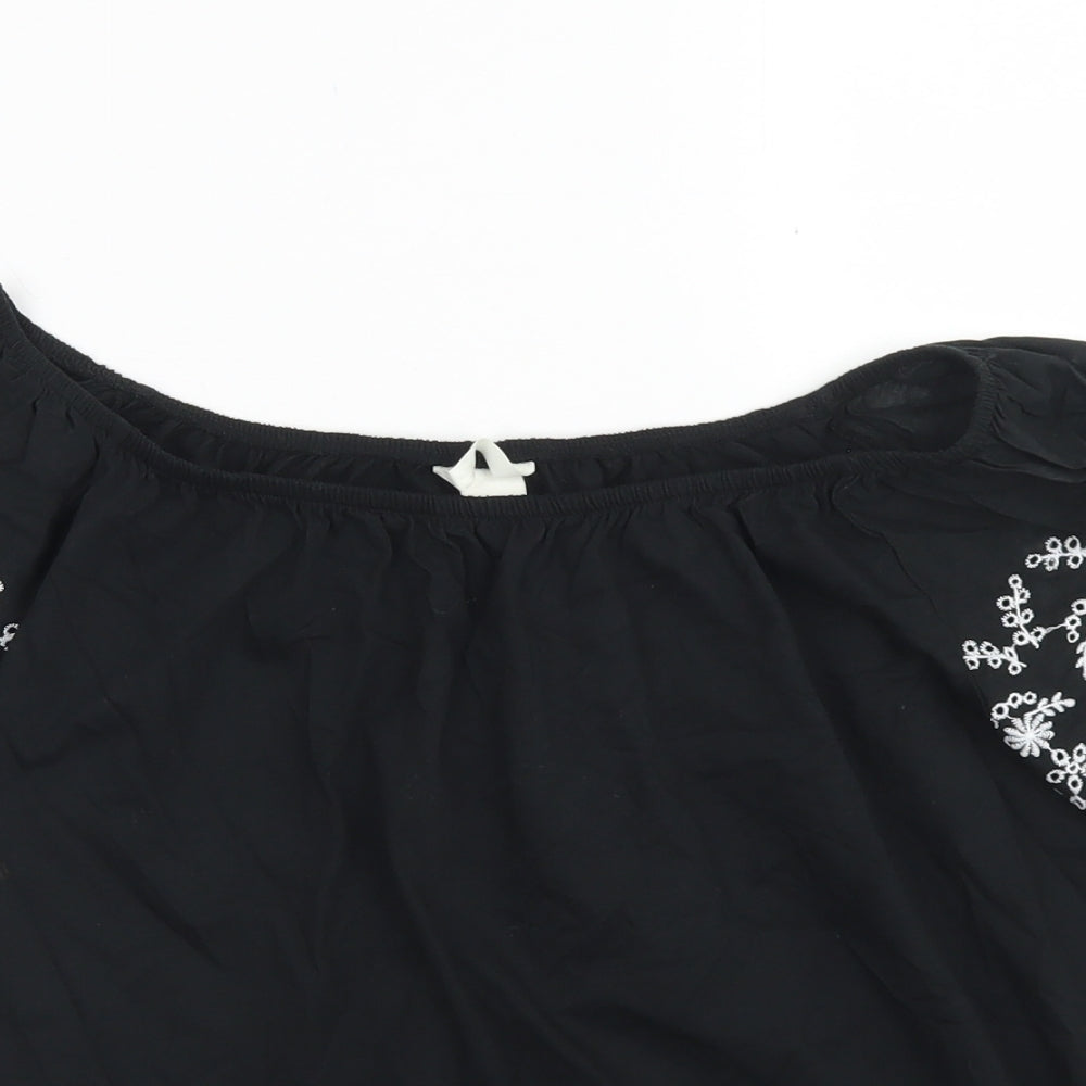 H&M Womens Black  Cotton Basic T-Shirt Size XS Boat Neck