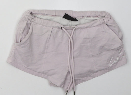 The Couture Club Womens Pink  Cotton Sweat Shorts Size S  Regular Tie