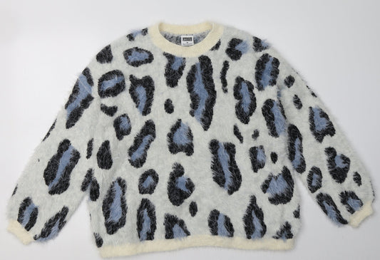 Urban Classics Womens Blue Animal Print Nylon Pullover Sweatshirt Size M  Pullover