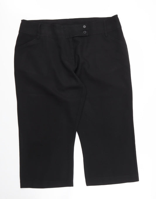 XE Womens Black  Polyester Capri Trousers Size 20 L20 in Regular Zip