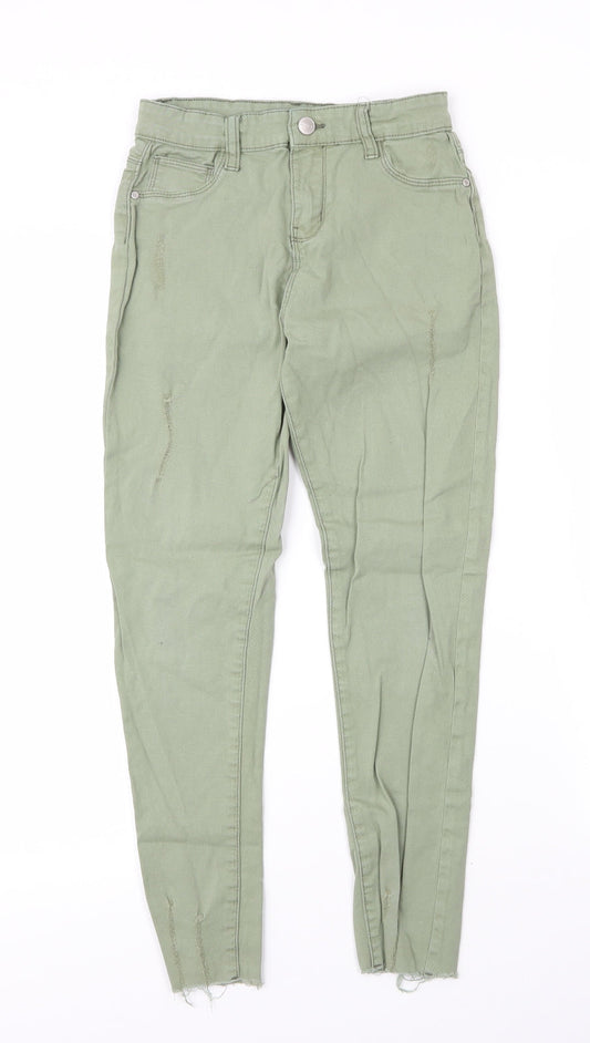 Primark Girls Green  Cotton Skinny Jeans Size 11 Years L25 in Regular Zip