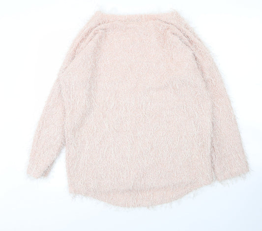 Ravi Famous Womens Pink Round Neck  Acrylic Pullover Jumper Size L