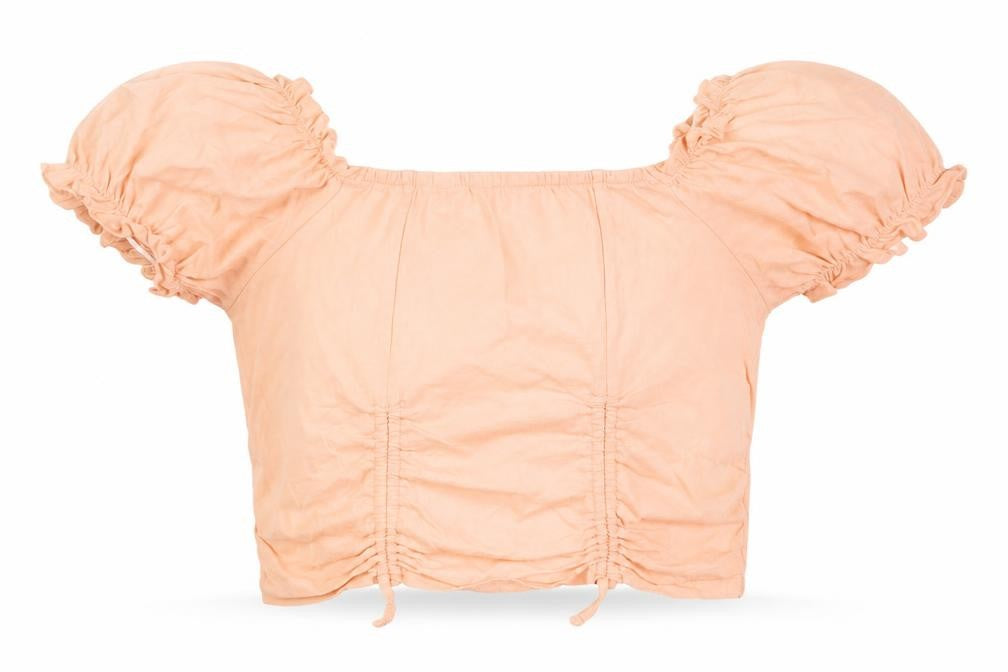 George Girls Orange  Cotton Cropped Blouse Size 14 Years Boat Neck