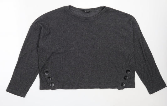 New Look Womens Grey Round Neck  Polyester Pullover Jumper Size L