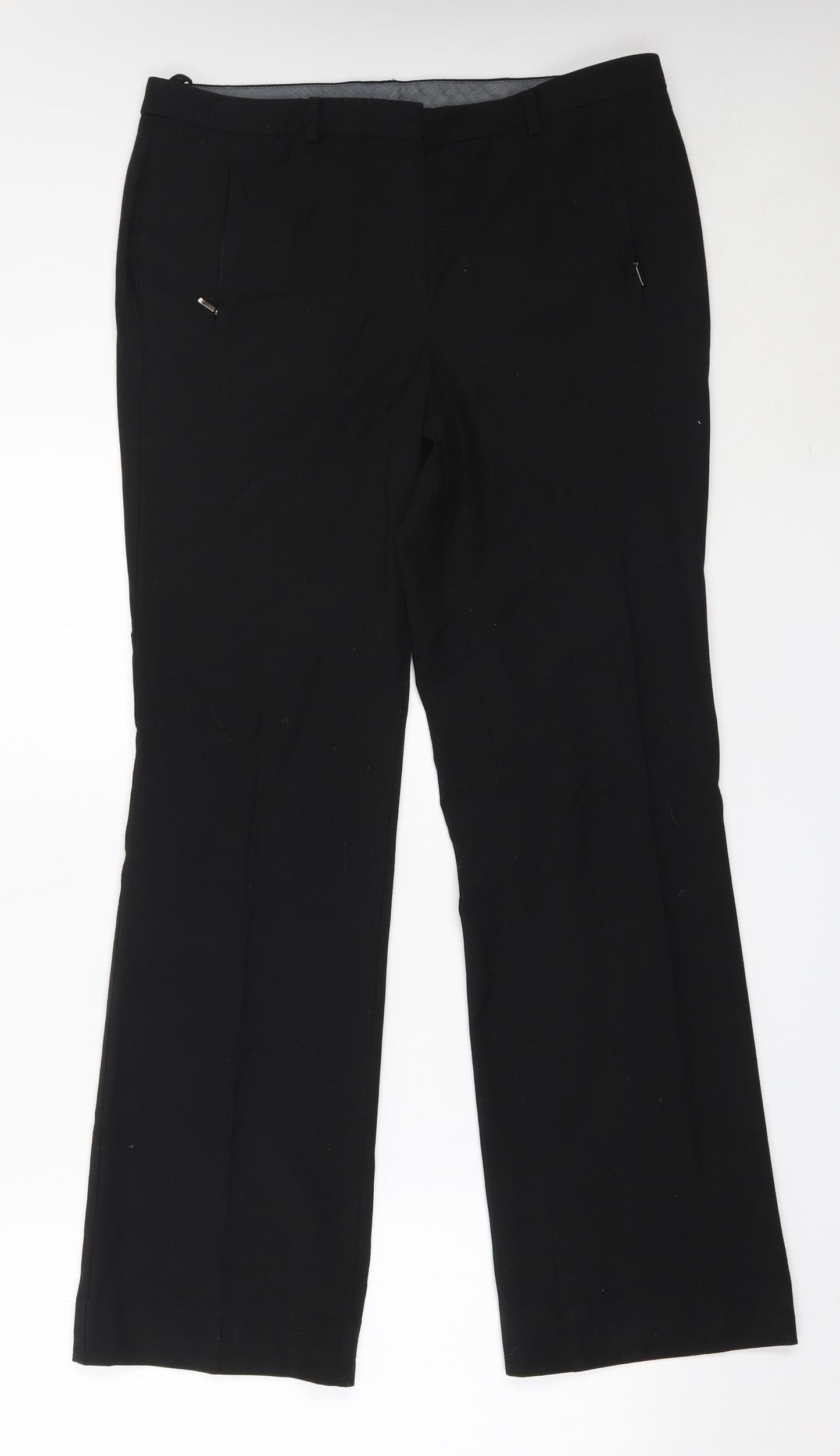 Marks and Spencer Womens Black  Polyester Trousers  Size 12 L30.5 in Regular