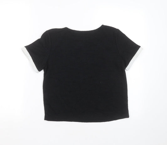 Zara Womens Black  Polyester Basic T-Shirt Size S Round Neck