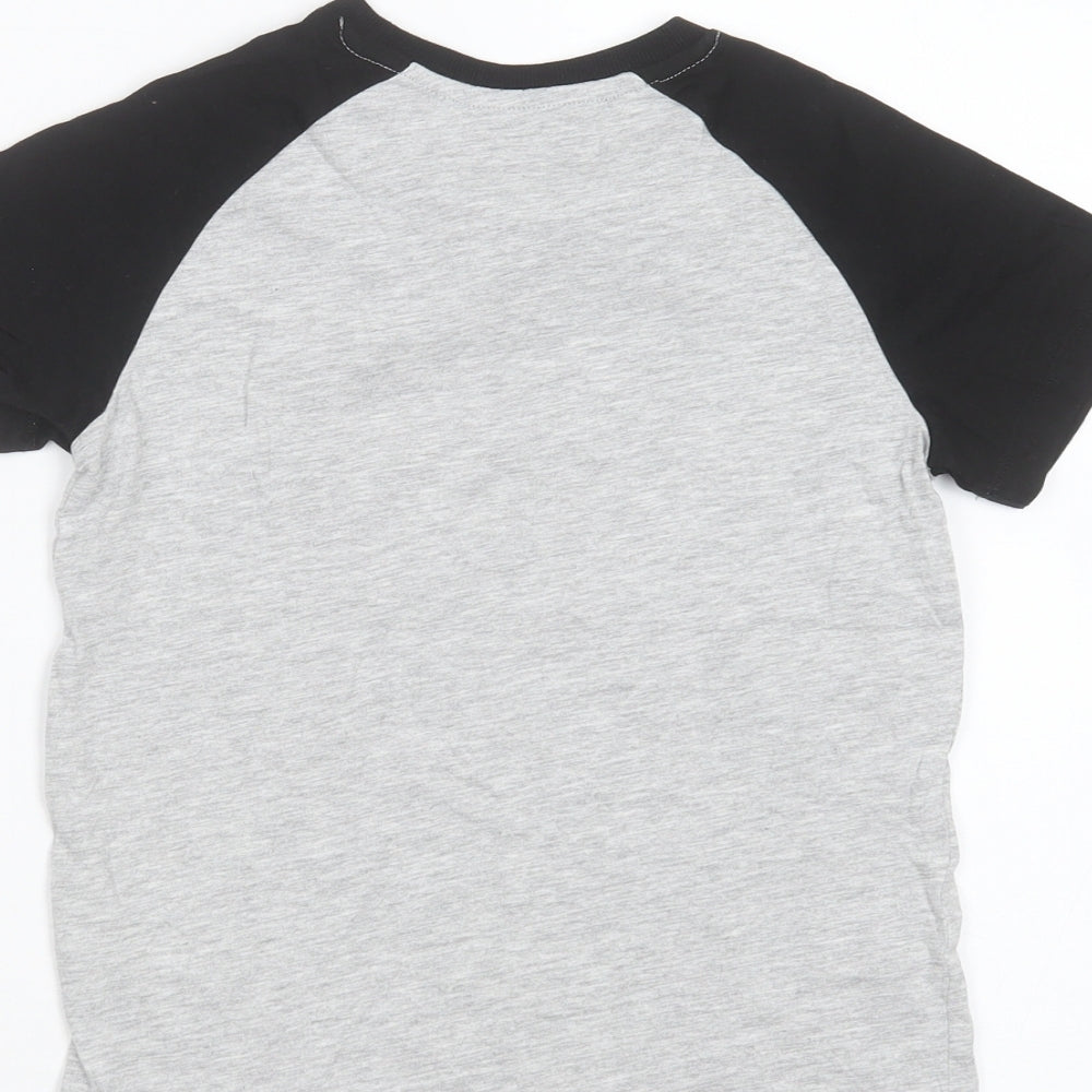 Matalan Boys Grey  Cotton Basic T-Shirt Size 8 Years Round Neck