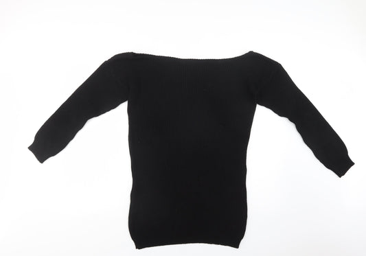 PRETTYLITTLETHING Womens Black  Acrylic Jumper Dress  Size S  Off the Shoulder