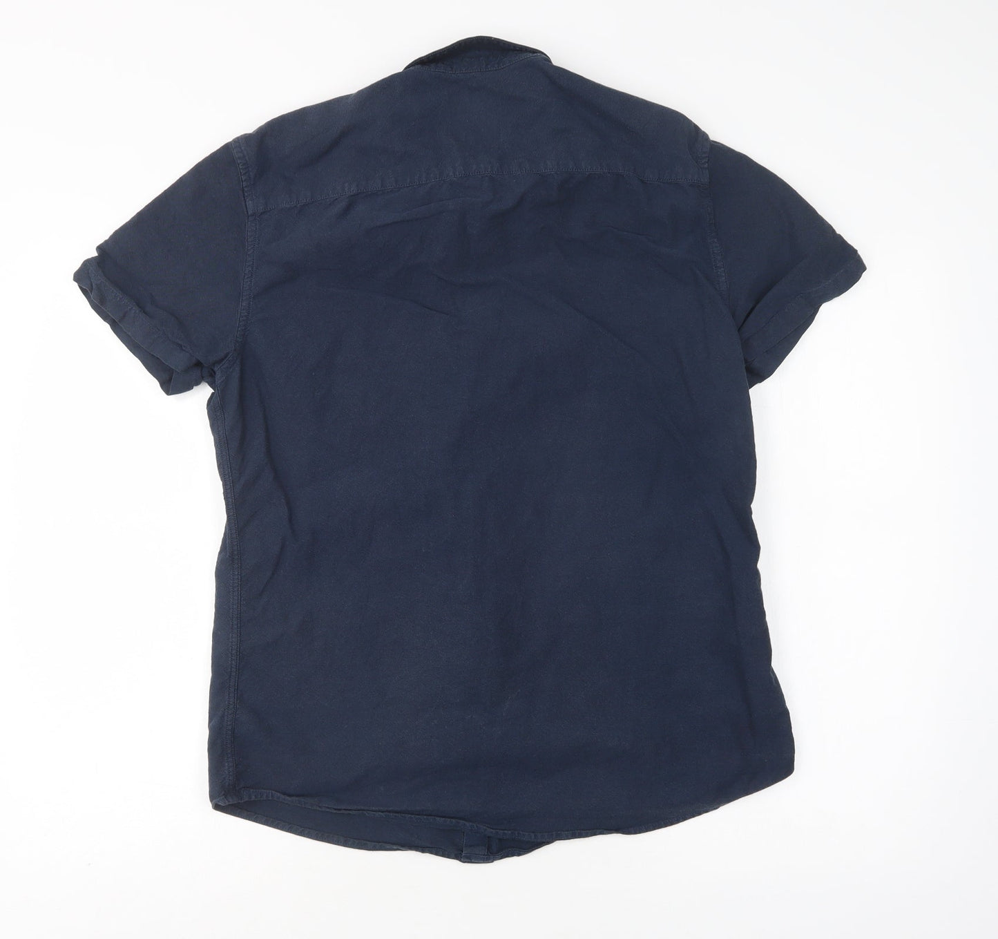Very Mens Blue  Cotton  Button-Up Size M Collared Button