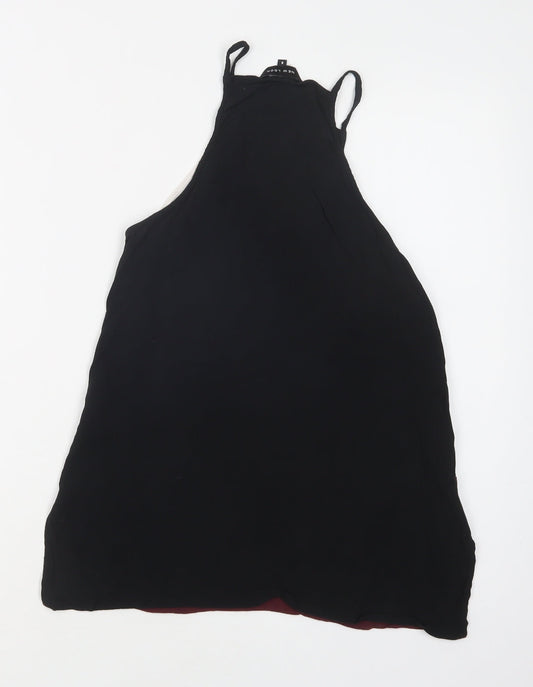 New Look Womens Black Colourblock Viscose Camisole Blouse Size 8 Square Neck