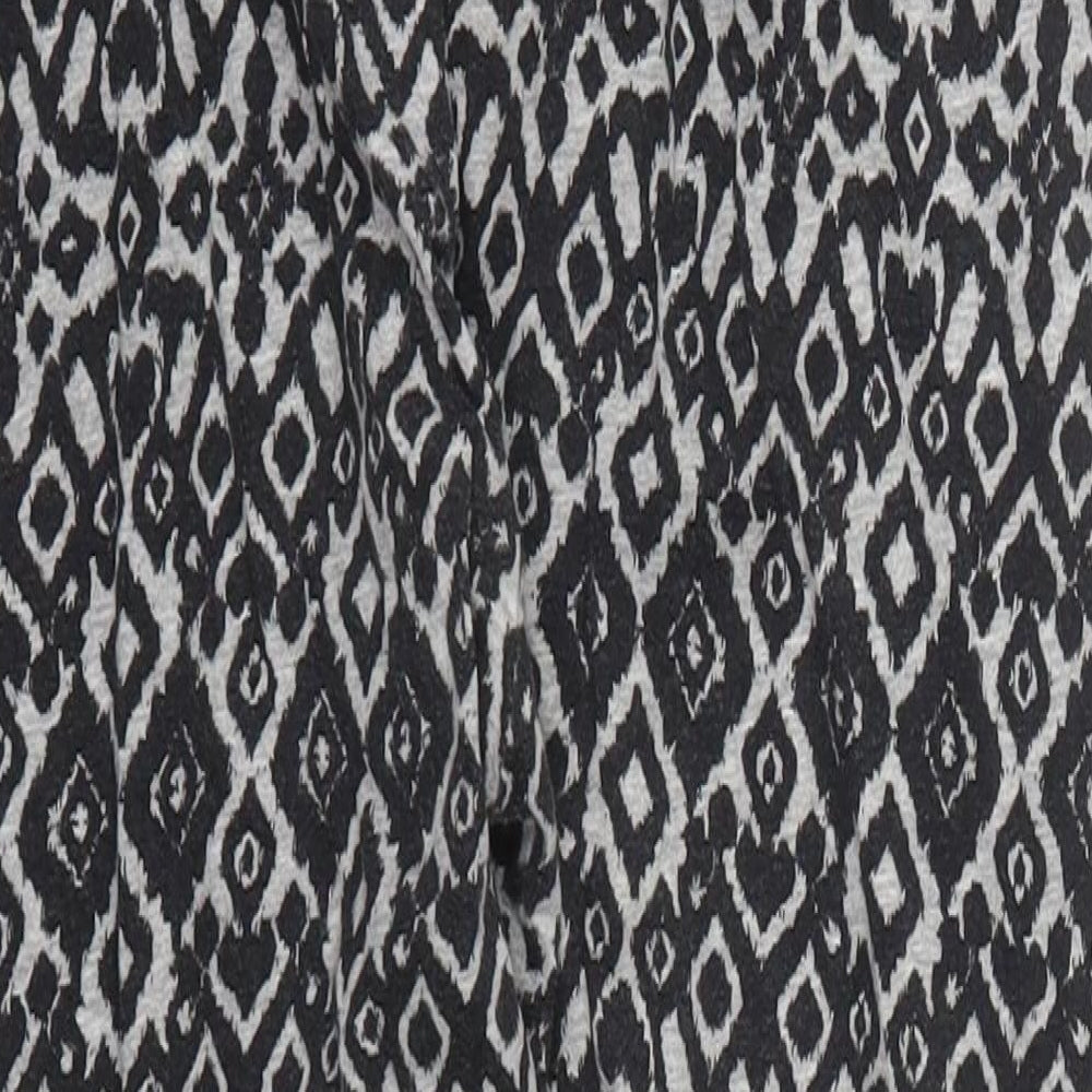 H&M Womens Grey Geometric Cotton Trousers  Size S L23 in Regular Drawstring - Pyjama Pants