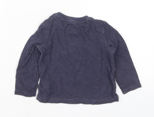 Fred & Flo Boys Blue  Cotton Basic T-Shirt Size 6-9 Months Crew Neck Pullover - Little But Amazing