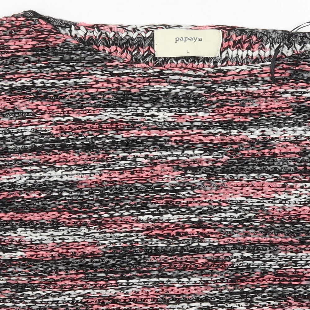 Papaya Womens Pink Round Neck  Acrylic Pullover Jumper Size L