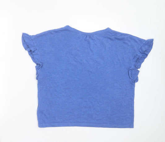 NEXT Womens Blue V-Neck  Acrylic Pullover Jumper Size M