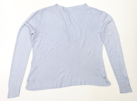 Marks and Spencer Womens Blue Round Neck  Acrylic Pullover Jumper Size 14