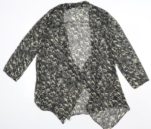 Kushi Womens Green V-Neck Animal Print Polyester Cape Jumper Size 16