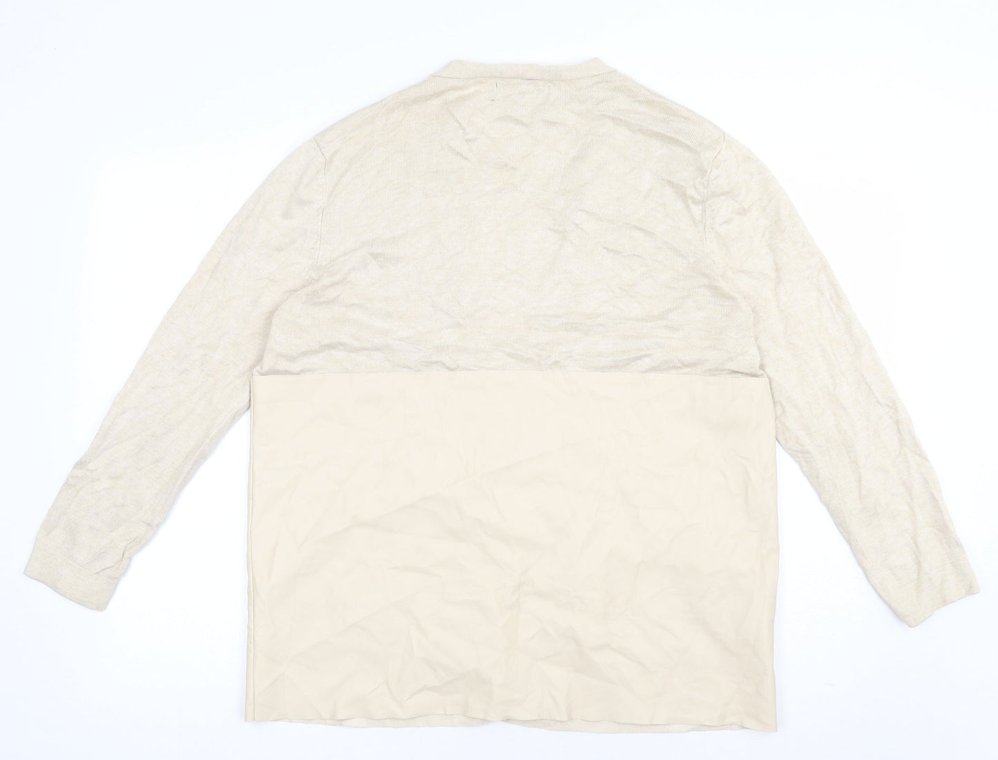 Zara Womens Beige V-Neck  Polyester Cardigan Jumper Size S