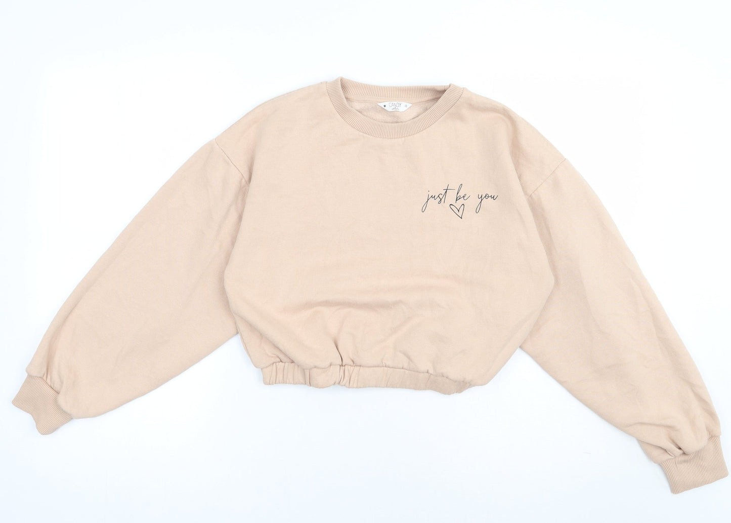 Matalan Girls Beige  Polyester Pullover Sweatshirt Size 13 Years  Pullover - Just be you, cropped