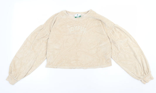 George Girls Beige  Cotton Pullover Sweatshirt Size 12-13 Years  Pullover - joyful